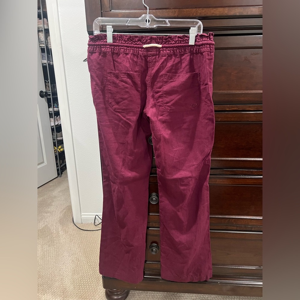 Roxy Linen pants - maroon size Medium inseam is 31 - Picture 8 of 8